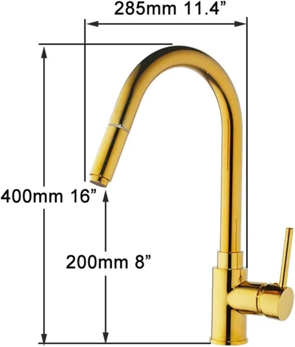 Gold Kitchen Faucets Pull Out Sink Water Mixers Brass Vanity Faucet Cold and Hot Water