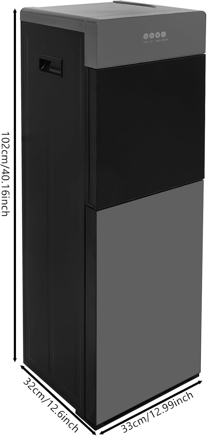 Bottom Loading Water Cooler Dispenser, Premium Standing Water Dispenser w/Heating and Cooling Functions, 4 Indicator Lights Hot and Cold Water Dispenser for Home, Office (Silver-Gray)
