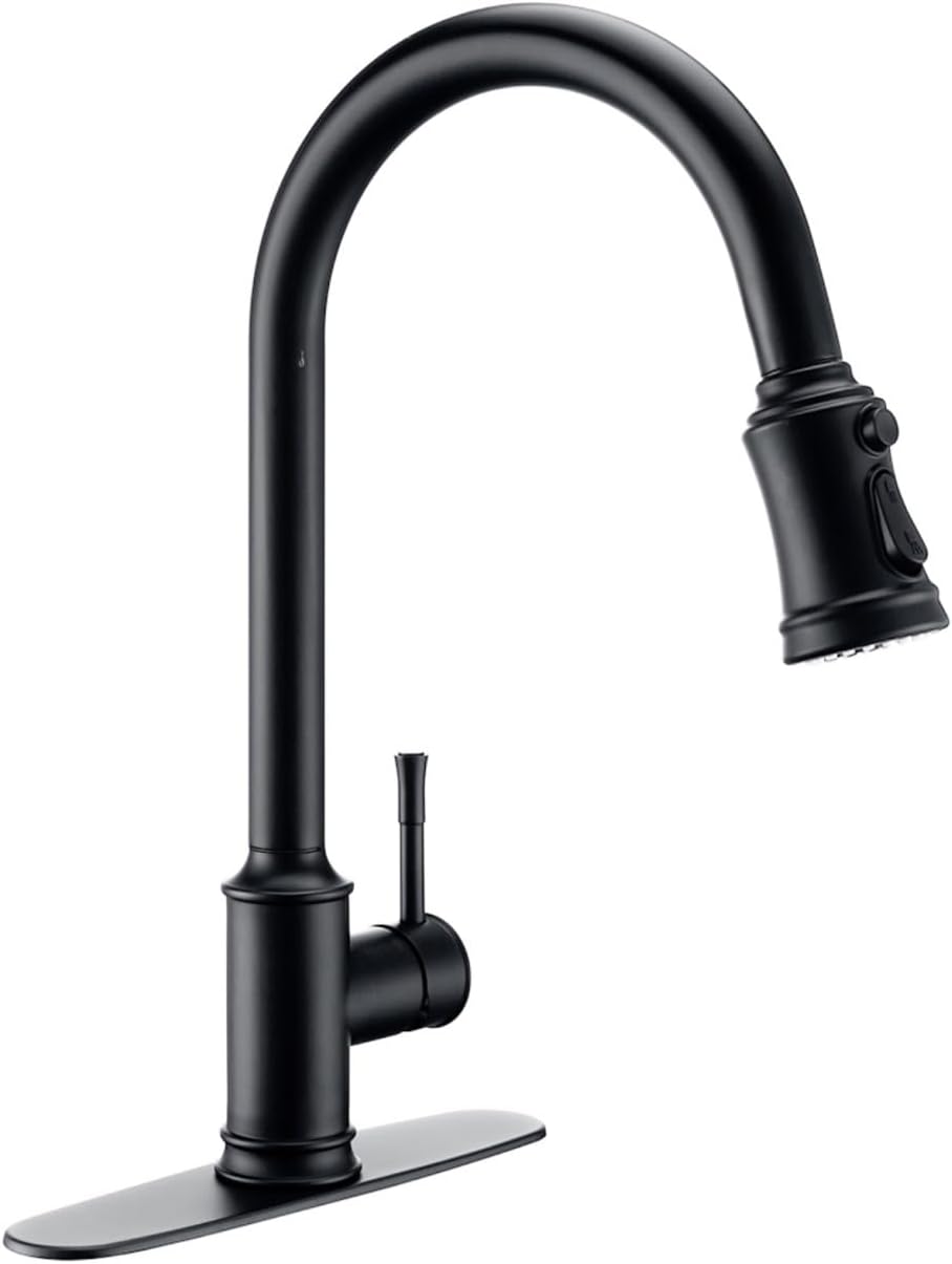 Touch Sensor Pull Out Down Mixer Tap Deck Mounted Faucet Hot Cold Water Swivel Spout Three Function Single Handle Hole(Black)
