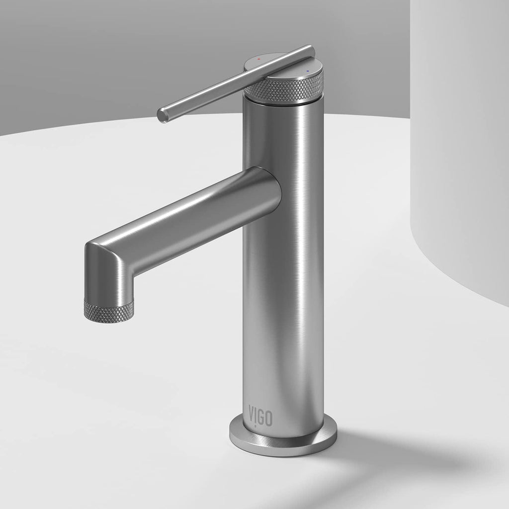 VIGO Sterling Single-Handle Single-Hole Mount Bathroom Sink Faucet, 7-Inch, Brushed Nickel, Modern Design, Solid Brass, 1.2 GPM WaterSense & Ceramic Disc Valve, Corrosion-Resistant