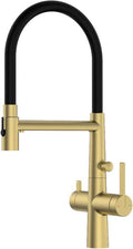 Flexible Kitchen Faucet with Drinking Water Spout 360° Rotation 4 Modes Faucet for Kitchen Sink Copper,Brushed Gold