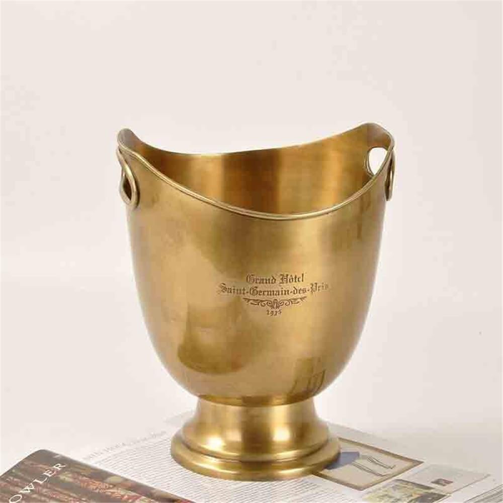Keep Ice Frozen Longer Copper Ice Bucket Wine Chilling Basin Classical Bar Set Decorative Objects Ornament Large Pellet for parties(Small)
