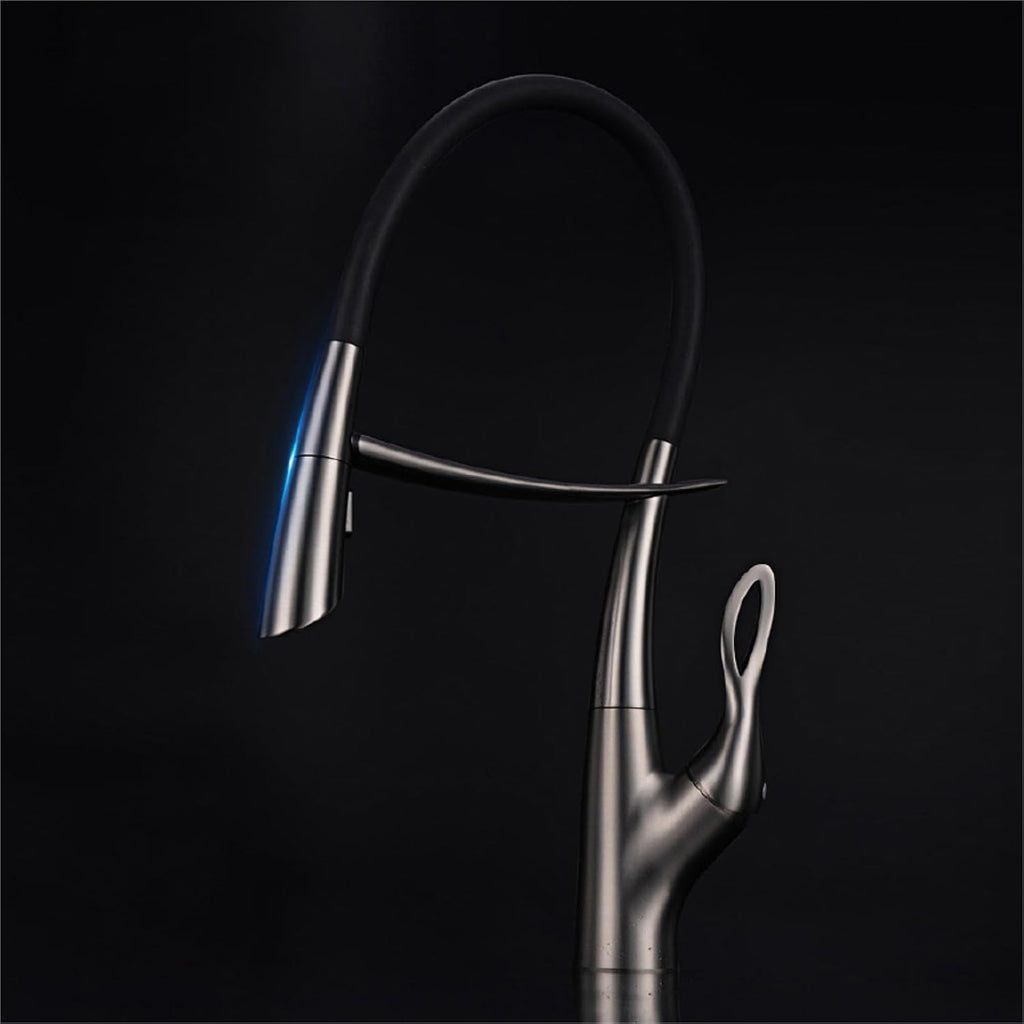 Silicone Magnetic Suction Kitchen Faucet-Single Handle Control Cold and Hot Water Basin Faucet with Single Hole(Chrome)