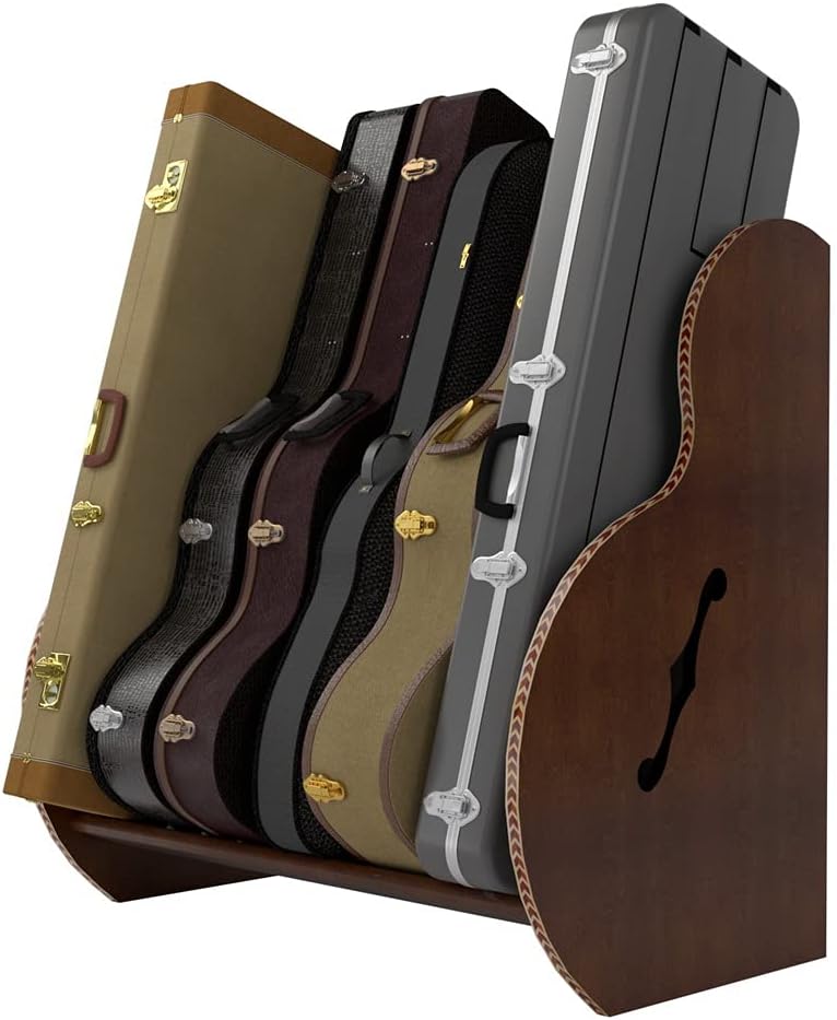 A&S Crafted Products Guitar Case Rack for Acoustics & Electrics - The Studio Deluxe (Regular) | Walnut | Made in U.S.A.