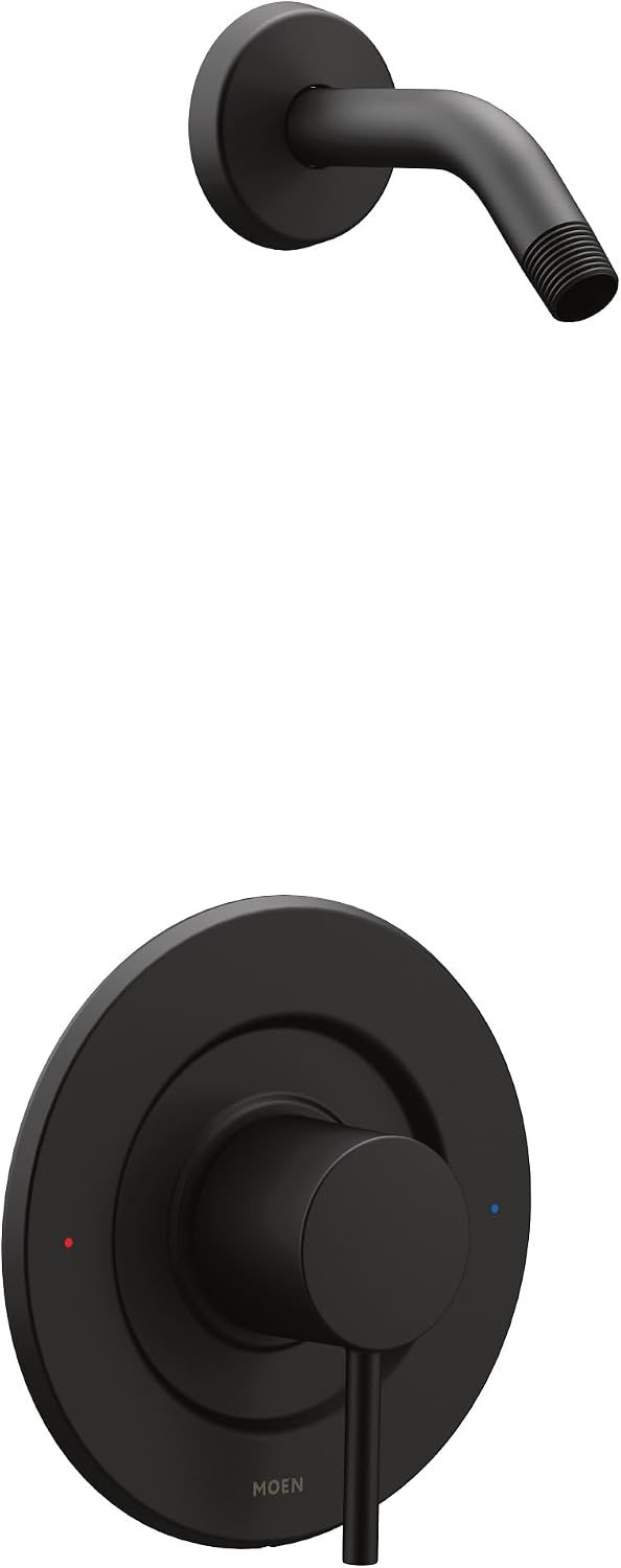 Moen Align Matte Black Posi-Temp Pressure Balancing Modern Shower Trim Kit without Showerhead, Valve Required, T2192NHBL