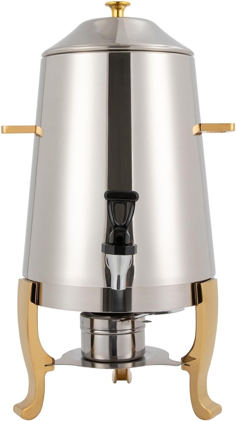 3.4 Gallon Stainless Steel Coffee Urn with Continuous Heating Faucet Hot Beverage Dispenser for Tea Water Parties Buffet Catering,Fuel Gold