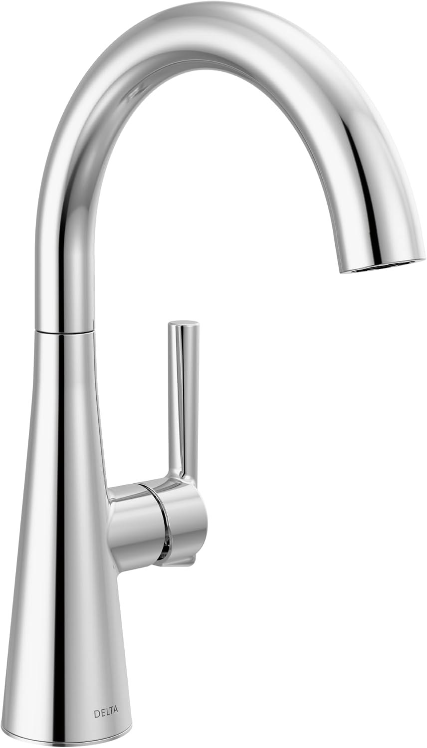 Delta Modern Chrome Single Hole Bar Sink Faucet, Single Handle Prep Sink Faucet, Chrome 14882LF