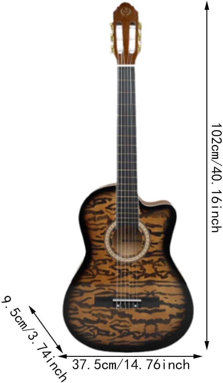 Acoustic Guitar for Beginners - Portable Travel Guitar with Steel Strings, Compact Size for Easy Learning and Performance- Dark Yellow