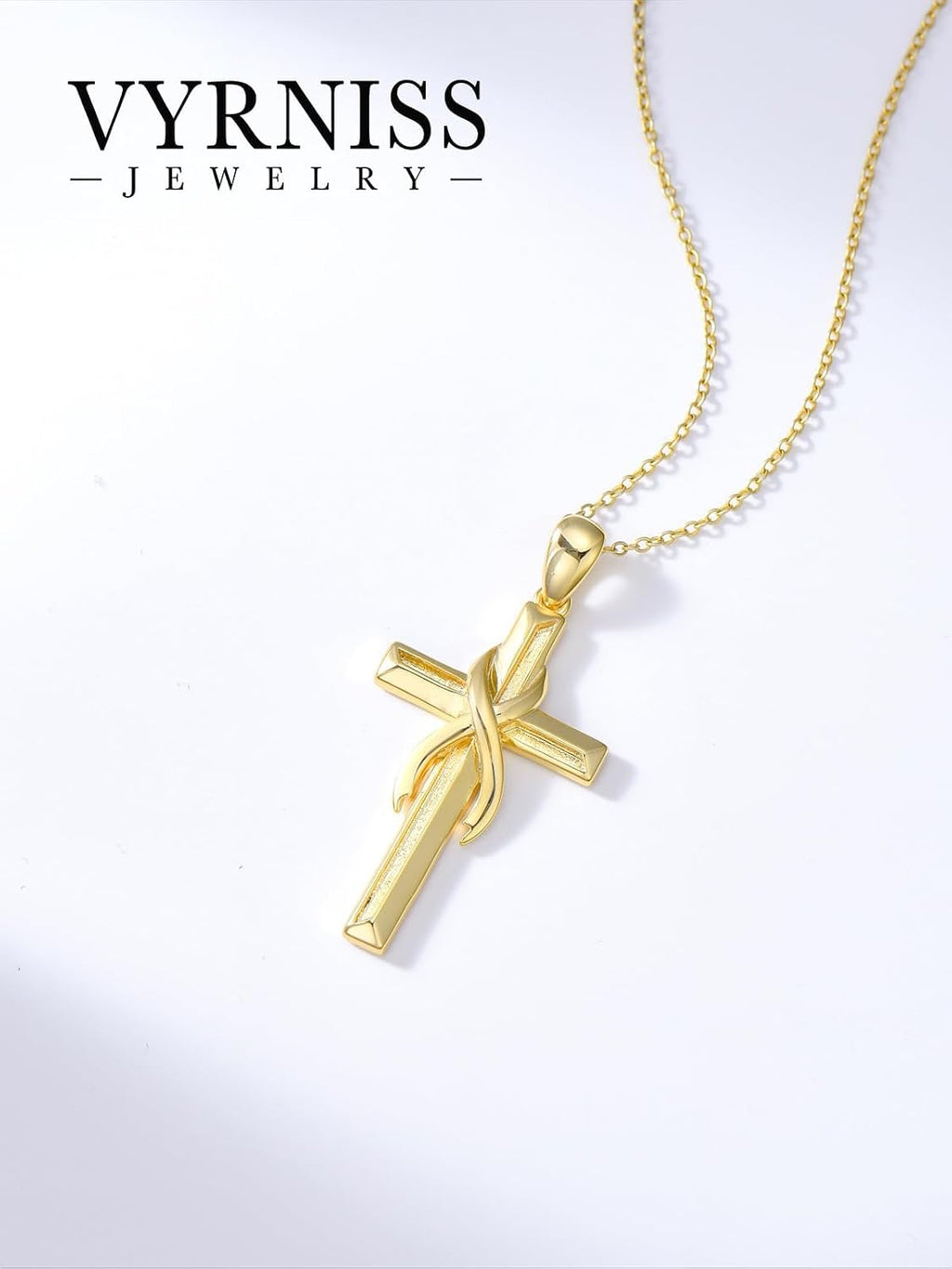 18K Gold Cross Pendant for Women Gold Cross Necklace 18K Gold Jewelry Religious Gift