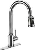Touch Sensor Pull Out Down Mixer Tap Deck Mounted Faucet Hot Cold Water Swivel Spout Three Function Single Handle Hole(Brushed Gold)
