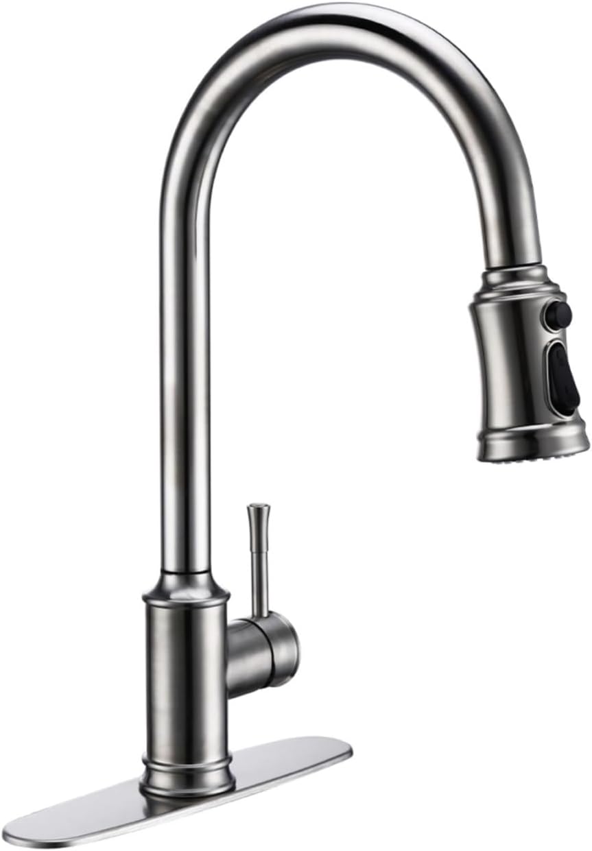 Touch Sensor Pull Out Down Mixer Tap Deck Mounted Faucet Hot Cold Water Swivel Spout Three Function Single Handle Hole(Black)