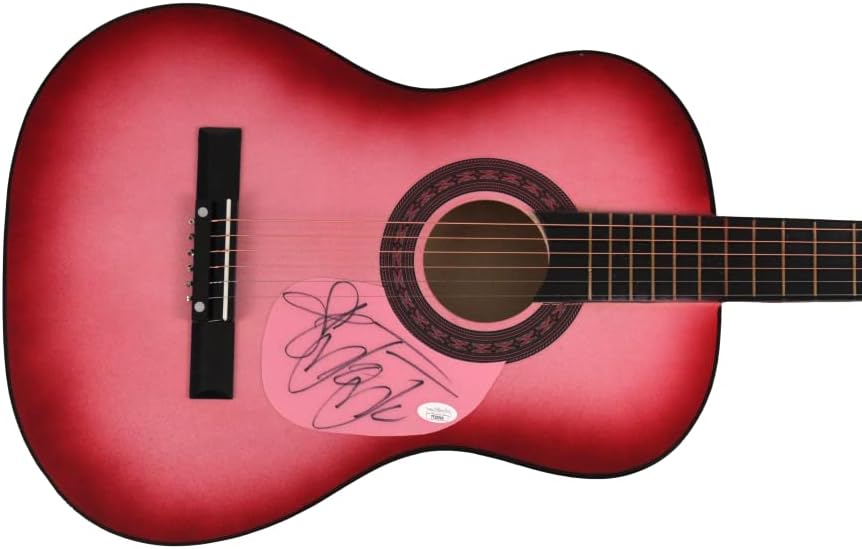 JOJO SIWA SIGNED AUTOGRAPH FULL SIZE PINK ACOUSTIC GUITAR W/JAMES SPENCE JSA AUTHENTICATION - DANCE MOMS BREAKOUT STAR, DANCING WITH THE STARS, THE J TEAM, BOOMERANG, KID IN A CANDY STORE