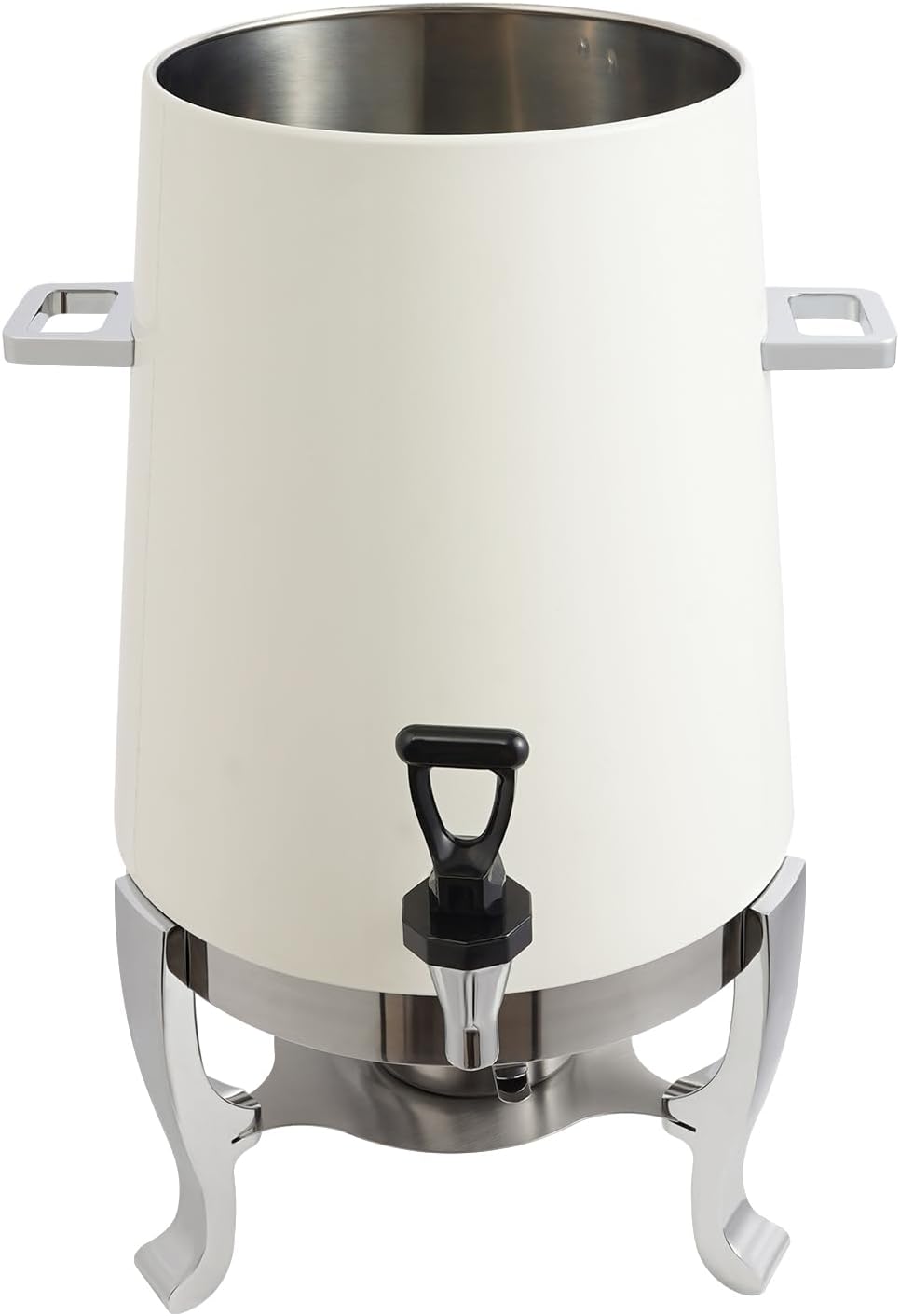 Coffee Urn With Fuel Holder, 3.5 Gallon/13L Stainless Steel Beverage Dispensers for Coffee Tea Hot Water, Hot Drink Dispenser with Stand, Chafer Urn with Spigot for Parties Catering (White)