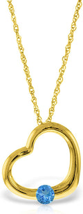 Galaxy Gold GG 14K Gold Open Heart with Genuine Blue Topaz Pendant Necklace