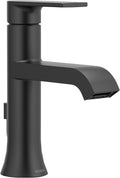 Moen Genta LX Matte Black One-Handle Modern Bathroom Sink Faucet with Optional Deckplate for Bath Countertop and Three-Hole or One-Hole Sinks, 6706BL
