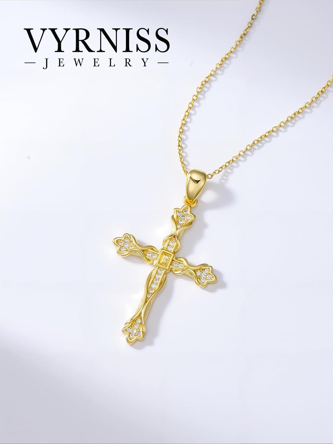 18K Gold Cross Pendant for Women Gold Cross Necklace 18K Gold Jewelry Religious Gift