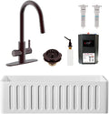 Westbrass BK13341-12 33' Single Bowl Reversible Apron Front Solid Surface Kitchen Sink with 4 in 1 Function Faucet, Dual Water Filters, Drain Basket and Soap Dispenser, Oil Rubbed Bronze