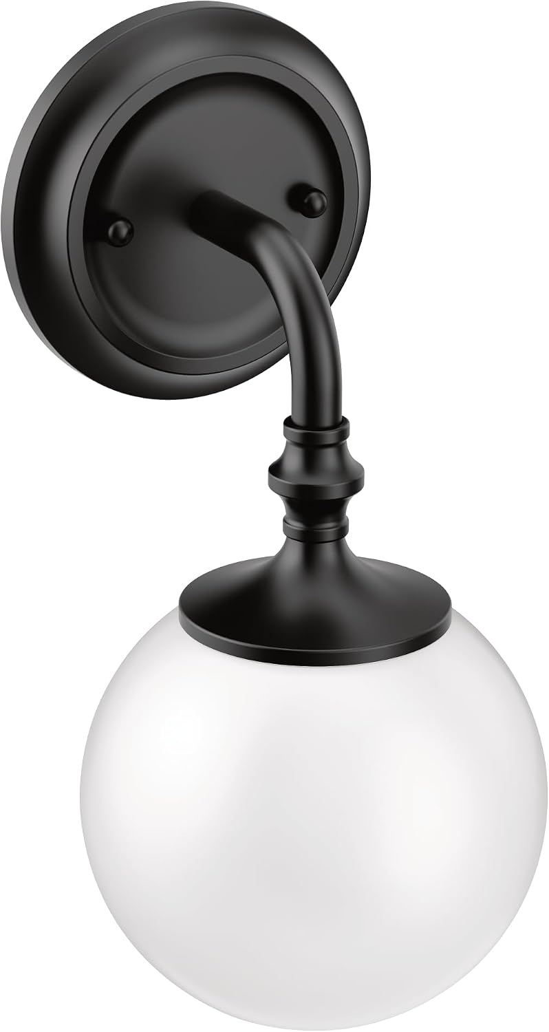 Moen YB0561BL Colinet 1-Light Dual-Mount Bath Bathroom Vanity Fixture with Frosted Glass, Matte Black