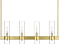 Linea di Liara Teramo Satin Brass Kitchen Island Lighting - Modern Farmhouse Rectangle Dining Room Light Fixtures - 30 inch 4 Light Linear Chandelier
