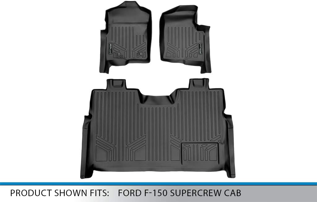 SMARTLINER Custom Fit Floor Mats 2 Row Liner Set for 2011-2014 Ford F-150