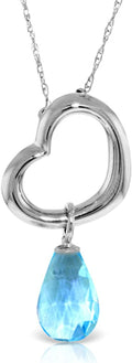 Galaxy Gold GG 14K Gold Open Heart with Genuine Blue Topaz Drop Pendant Necklace