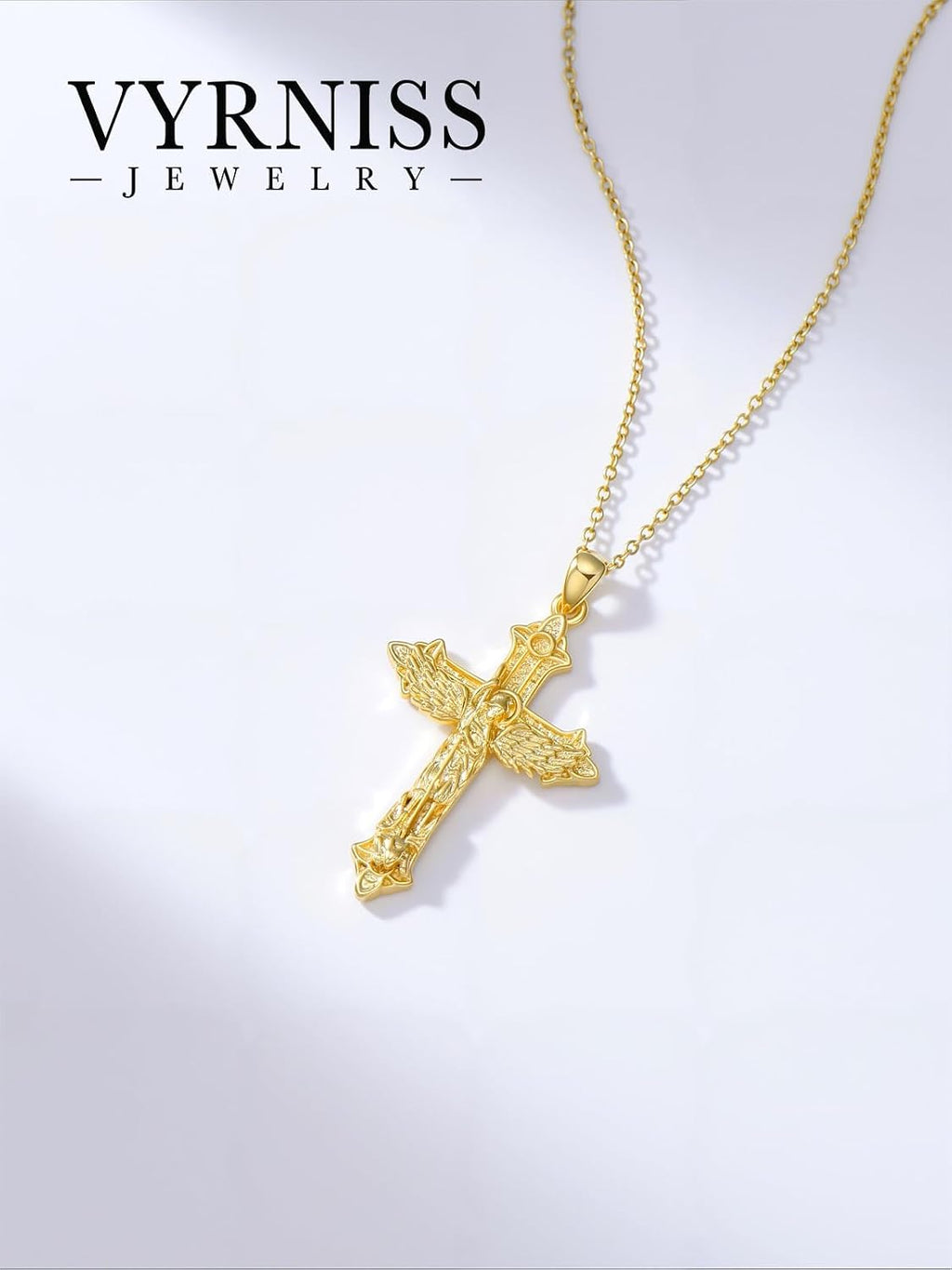 18K Gold Cross Pendant for Women Gold Cross Necklace 18K Gold Jewelry Religious Gift