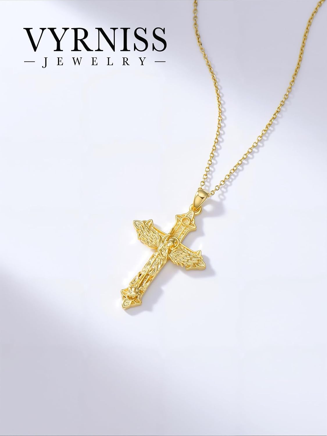 18K Gold Cross Pendant for Women Gold Cross Necklace 18K Gold Jewelry Religious Gift