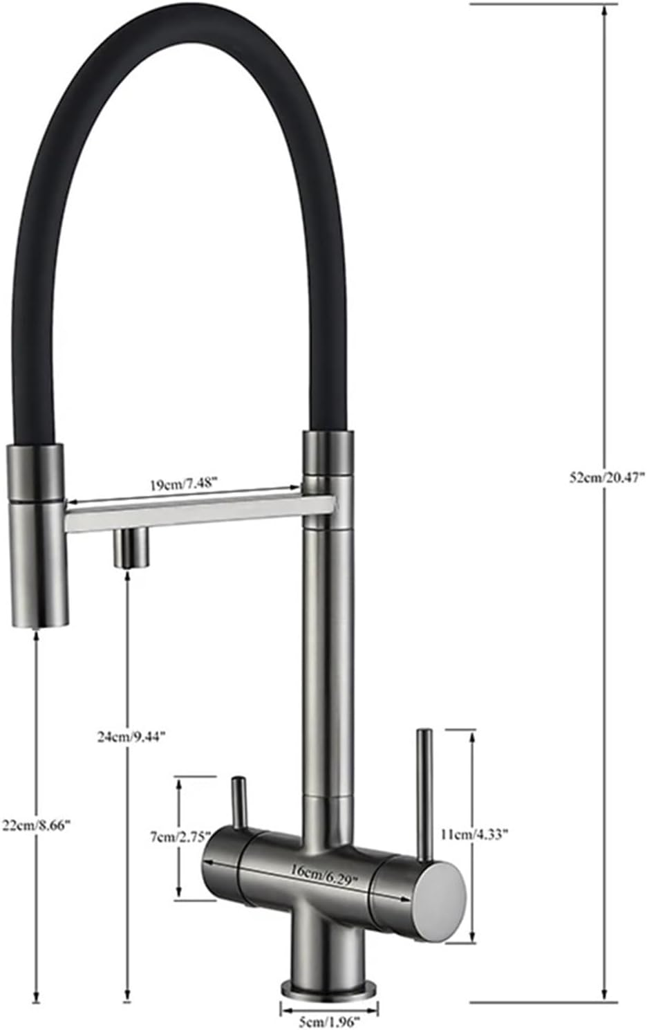 Filtered Kitchen Faucet Pull Out Spray Kitchen Purified 360 Rotation 3 Ways Sink Drink Water Faucet(Gray)
