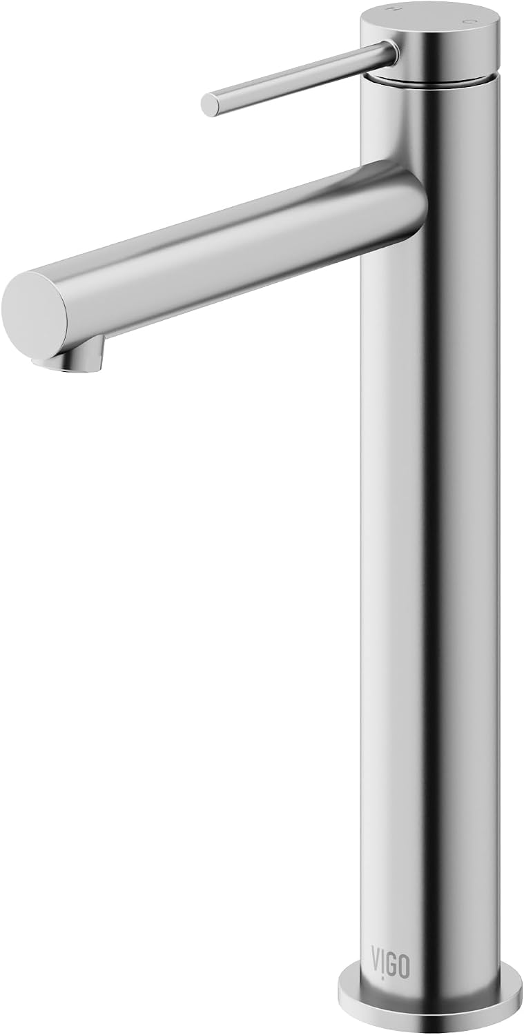 VIGO Jewel Single-Handle Single-Hole Mount Bathroom Sink Bathroom Sink Faucet, 11-Inch, Brushed Nickel, Modern Design, Solid Brass, 1.2 GPM WaterSense & Ceramic Disc Valve, Corrosion-Resistant