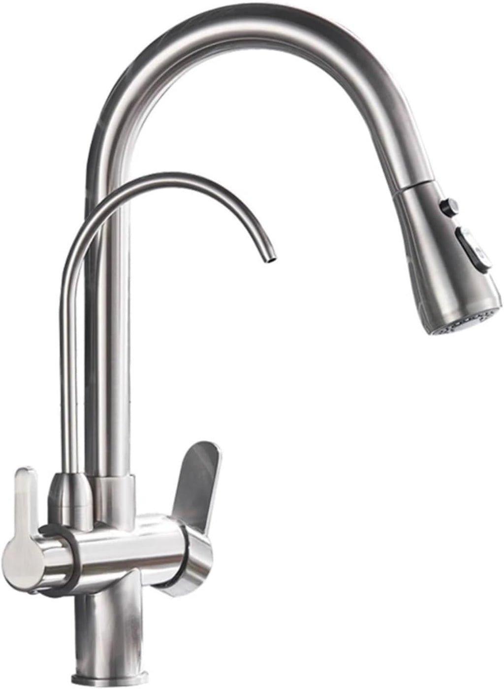 Filter Kitchen Faucet Brass Kitchen Faucet with Pure Water Pull Out Rotatble Hot Cold(Brushed Nickel)