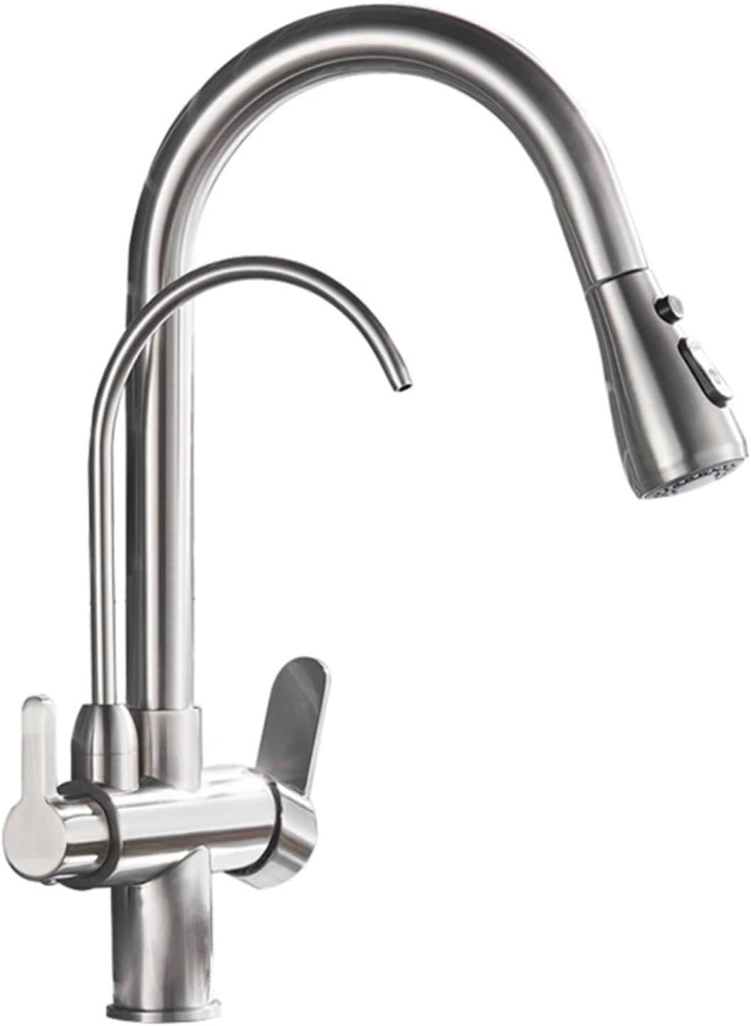 Filter Kitchen Faucet Brass Kitchen Faucet with Pure Water Pull Out Rotatble Hot Cold(Brushed Nickel)