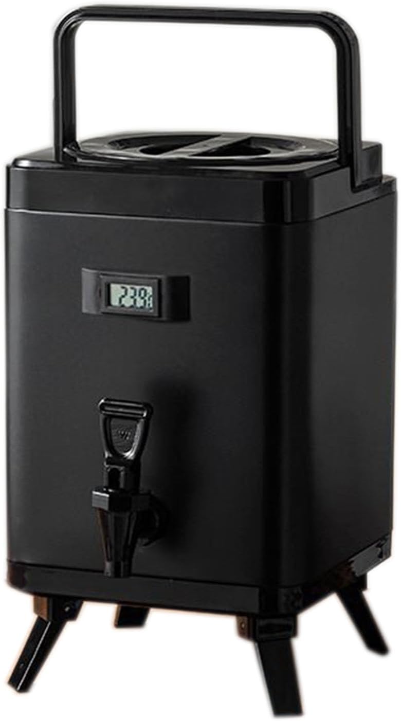 Insulated Beverage Dispenser Stainless Steel Insulated Beverage Dispenser with Faucet Hot Drink Dispense WithTemperature Display for Tea Coffee Milk(Size:10L,Color:Black)