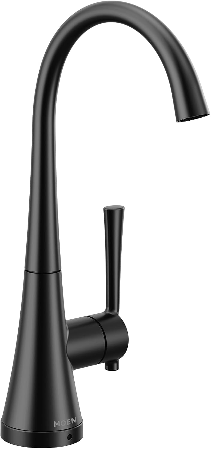 Moen Matte Black Kurv One-Handle High Arc Single Mount Cold Water Beverage Faucet with Optional Filtration System, S5560BL