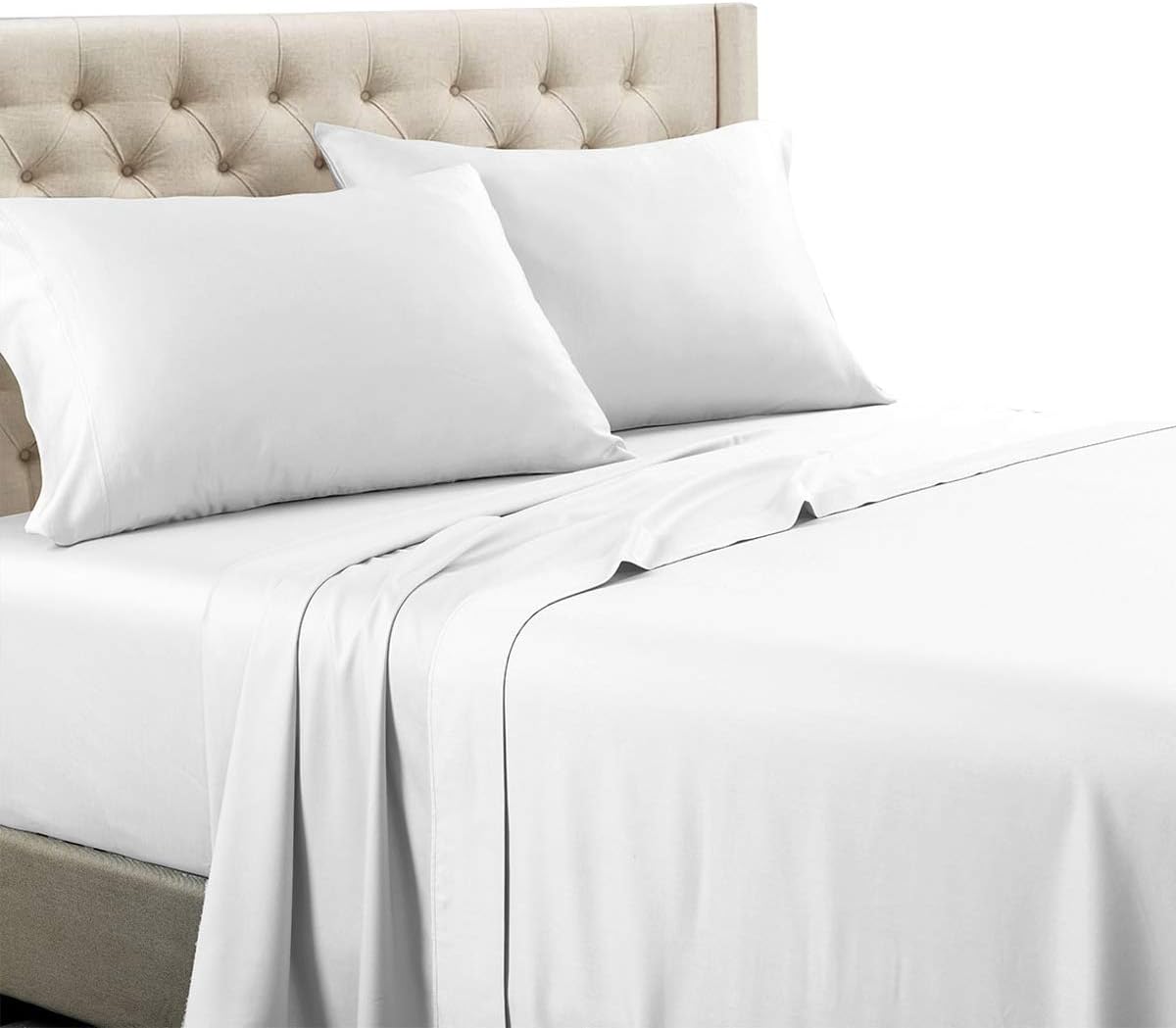Royal Tradition Solid 600-Thread-Count, 100-Percent Cotton, Split-Top-California King 4PC Sheets Set for Adjustable Beds, White