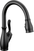 Delta Leland Matte Black Touch Kitchen Faucet with Pull Down Sprayer, Traditional Single Hole Touch On Kitchen Sink Faucet, Single Handle, Matte Black 9178T-BL-DST