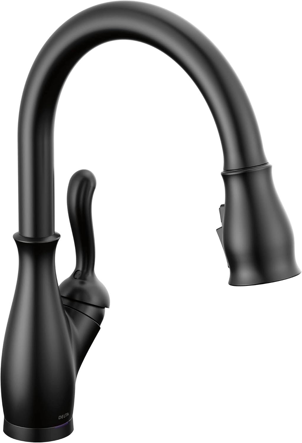 Delta Leland Matte Black Touch Kitchen Faucet with Pull Down Sprayer, Traditional Single Hole Touch On Kitchen Sink Faucet, Single Handle, Matte Black 9178T-BL-DST