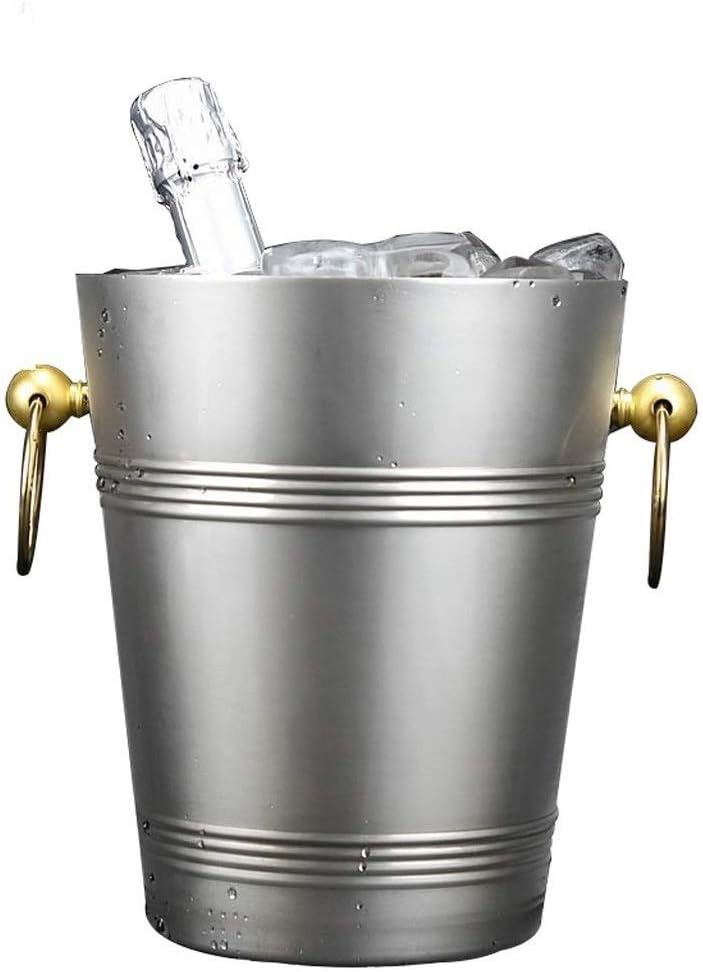 Cream White Metal Double Walled Ice Bucket Set with Lid and Scoop (Size : 3L)