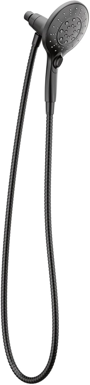 Moen Engage Magnetix Six-Function 5.5-Inch Handheld Showerhead with Magnetic Docking System, Matte Black, 3662EPBL