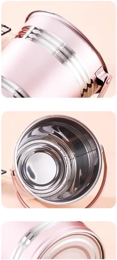 Ice Bucket, 304 Stainless Steel Ice Bucket Bar Restaurant Ice Grain Bucket French Fries Fried Chicken Snacks Carry Bucket Champagne Red Wine Bucket Ice Buckets for Parties(Pink,Large)