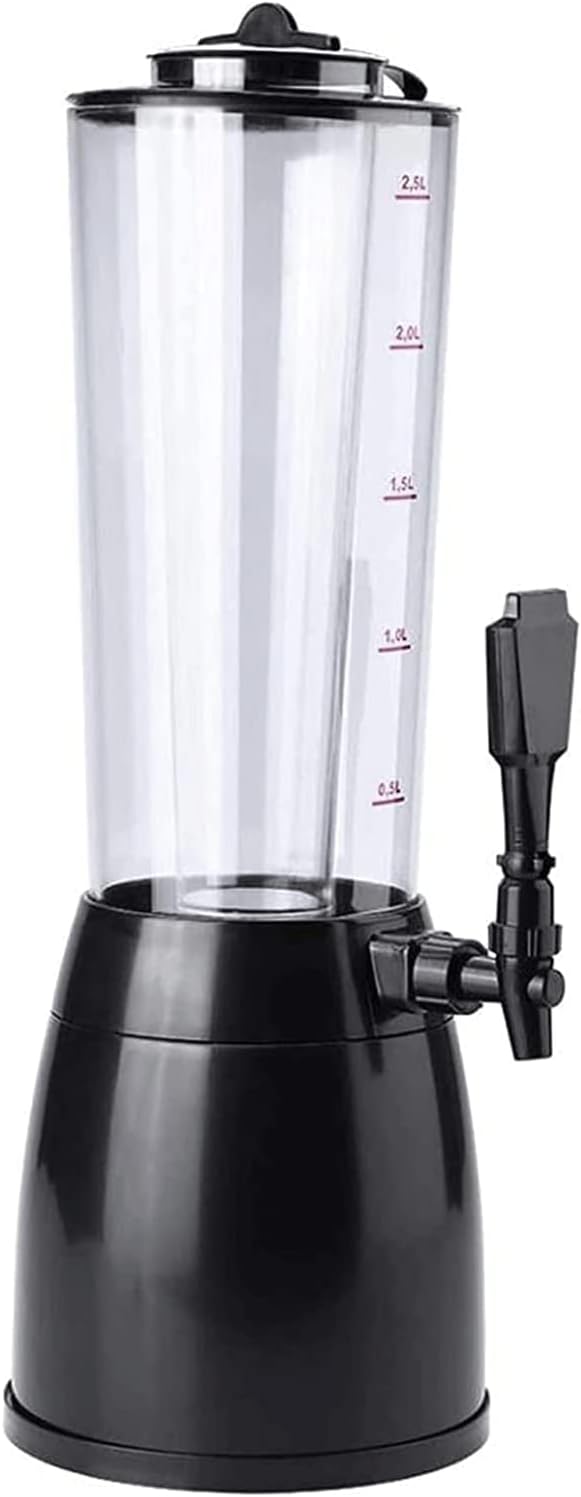 Drink Dispenser 2.5l Beverage Dispenser with Detachable Ice Tube Drink Dispenser with Faucet Buffet Drink Machine Picnic Bar Water Dispenser Beautiful Practical Beer (Black)