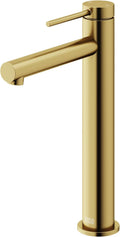 VIGO Jewel Single-Handle Single-Hole Mount Bathroom Sink Bathroom Sink Faucet, 11-Inch, Matte Brushed Gold, Modern Design, Solid Brass, 1.2 GPM WaterSense & Ceramic Disc Valve, Corrosion-Resistant