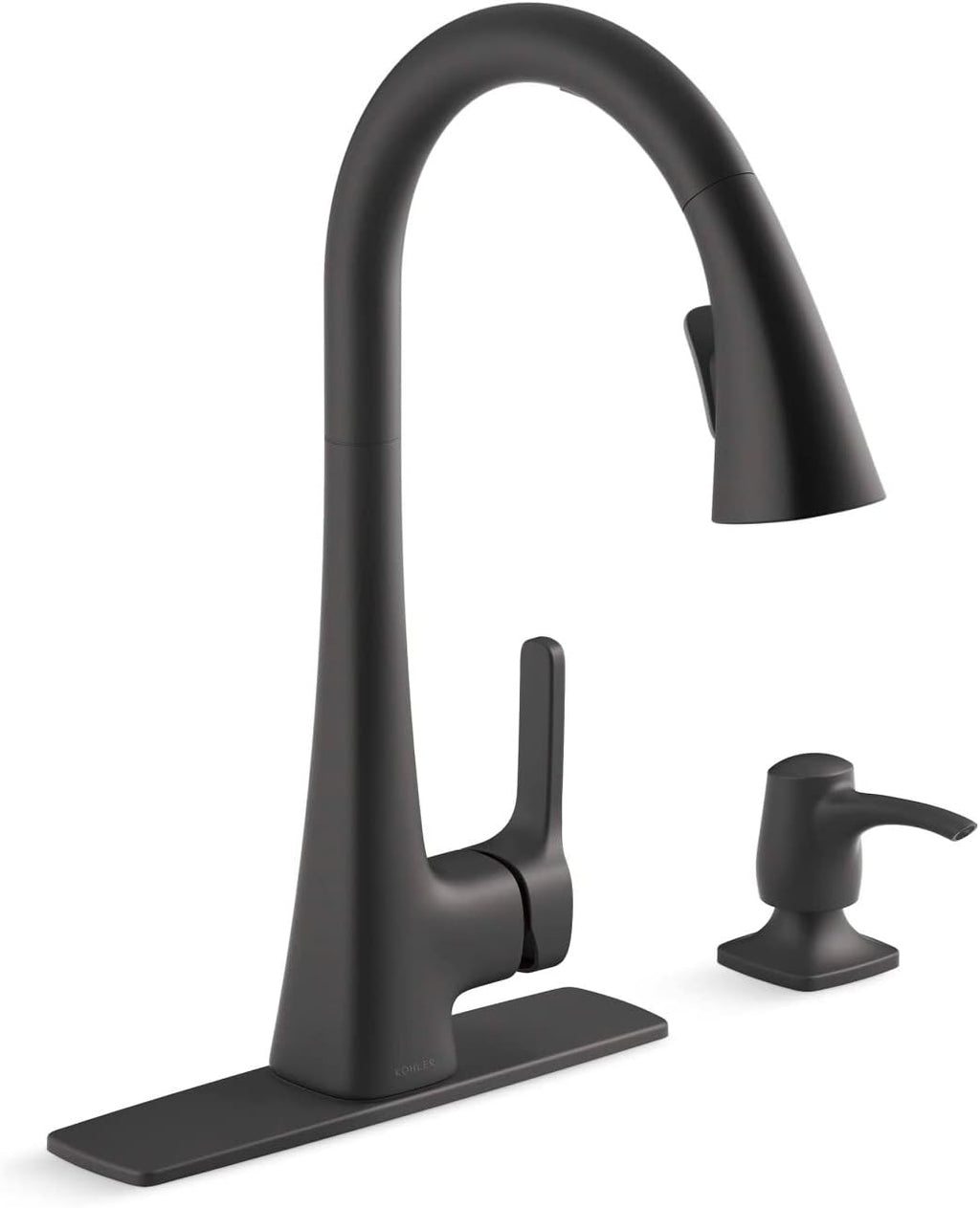 KOHLER R26281-SD-BL Maxton Touchless Pull-Down Kitchen Faucet with soap/Lotion Dispenser, Matte Black | Soap/Lotion Dispenser