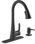 KOHLER R26281-SD-BL Maxton Touchless Pull-Down Kitchen Faucet with soap/Lotion Dispenser, Matte Black | Soap/Lotion Dispenser