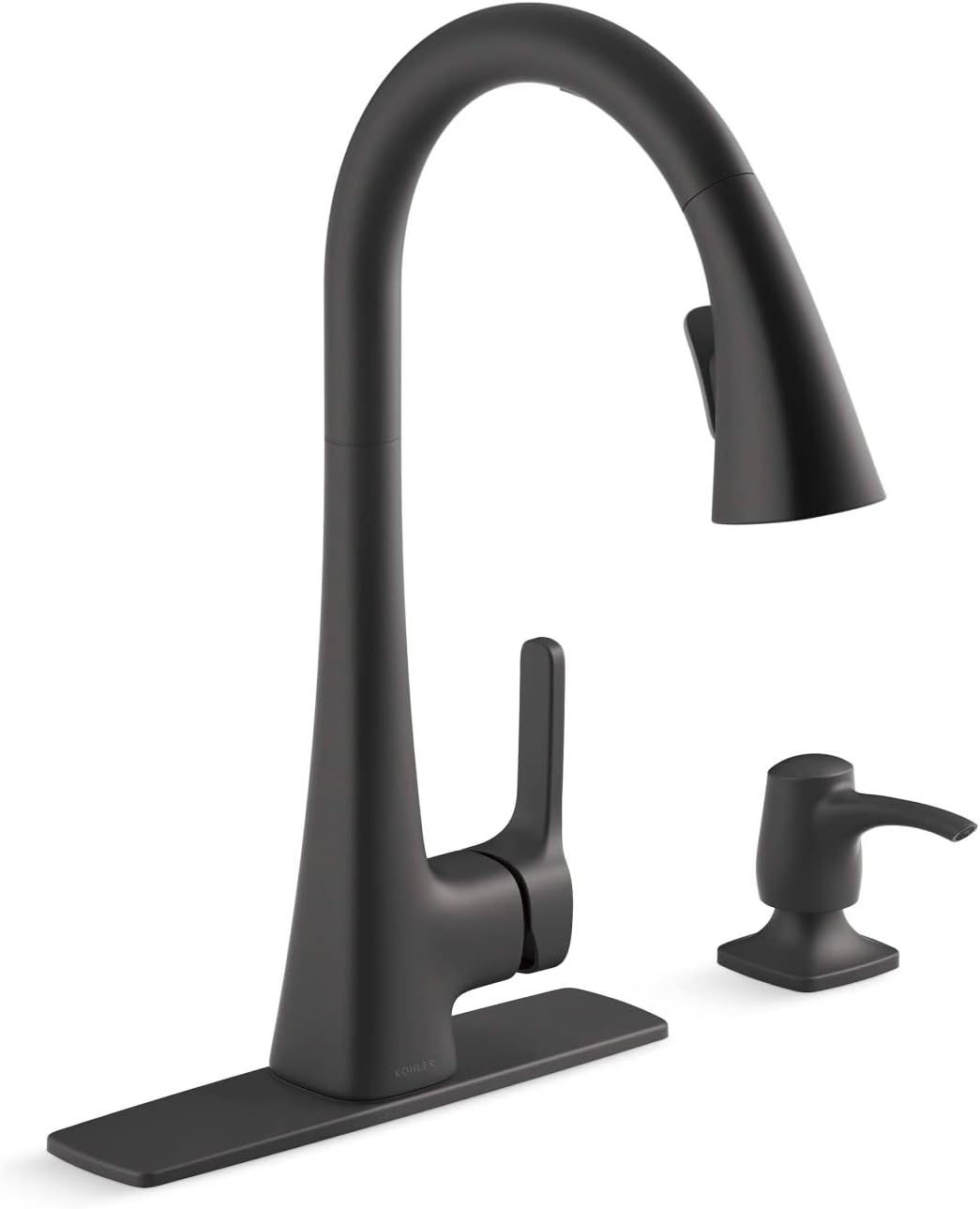 KOHLER R26281-SD-BL Maxton Touchless Pull-Down Kitchen Faucet with soap/Lotion Dispenser, Matte Black | Soap/Lotion Dispenser