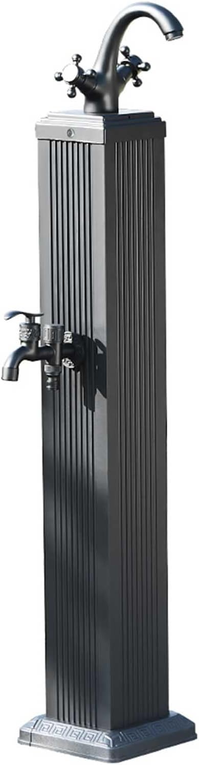 Outdoor Garden Hydrant, Cold and Hot Water Vertical Faucet for Washing and Irrigation, Antifreeze Yard Water Column (Black)