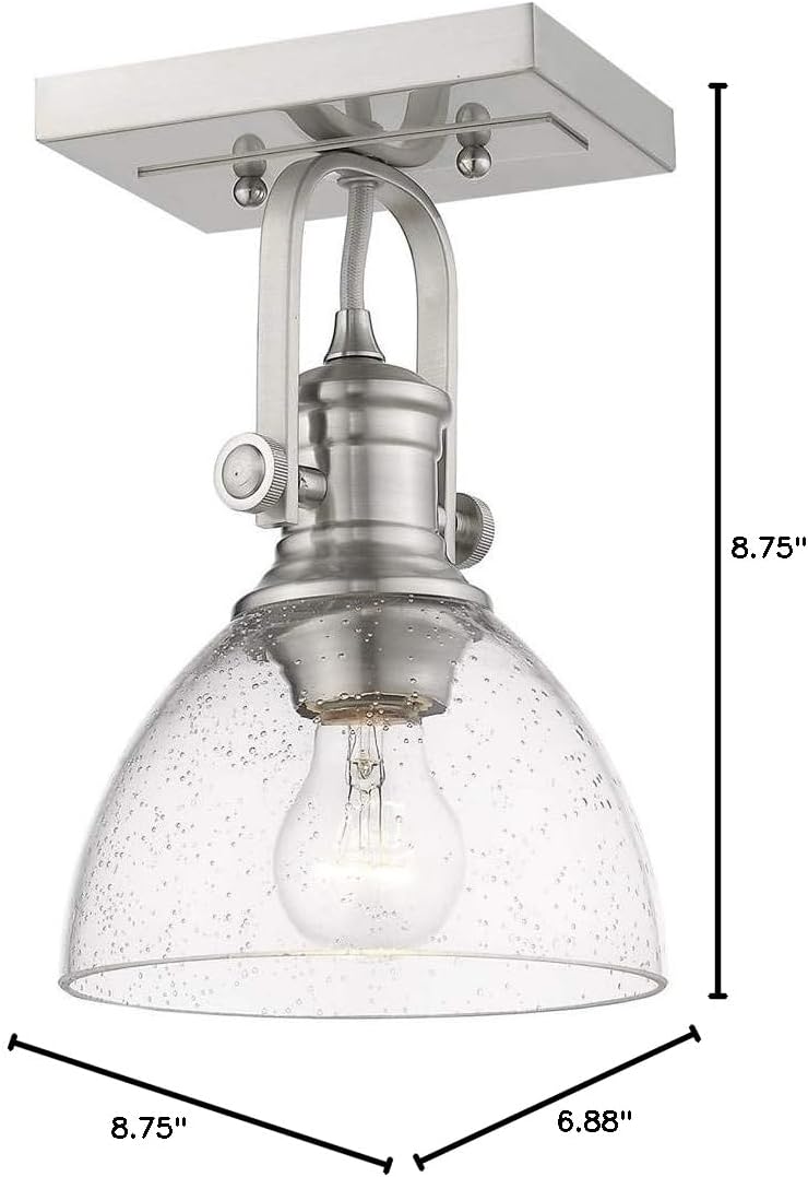 Golden Lighting 3118-BA1 PW-SD Hines Vanity Light, Pewter with Seeded Glass