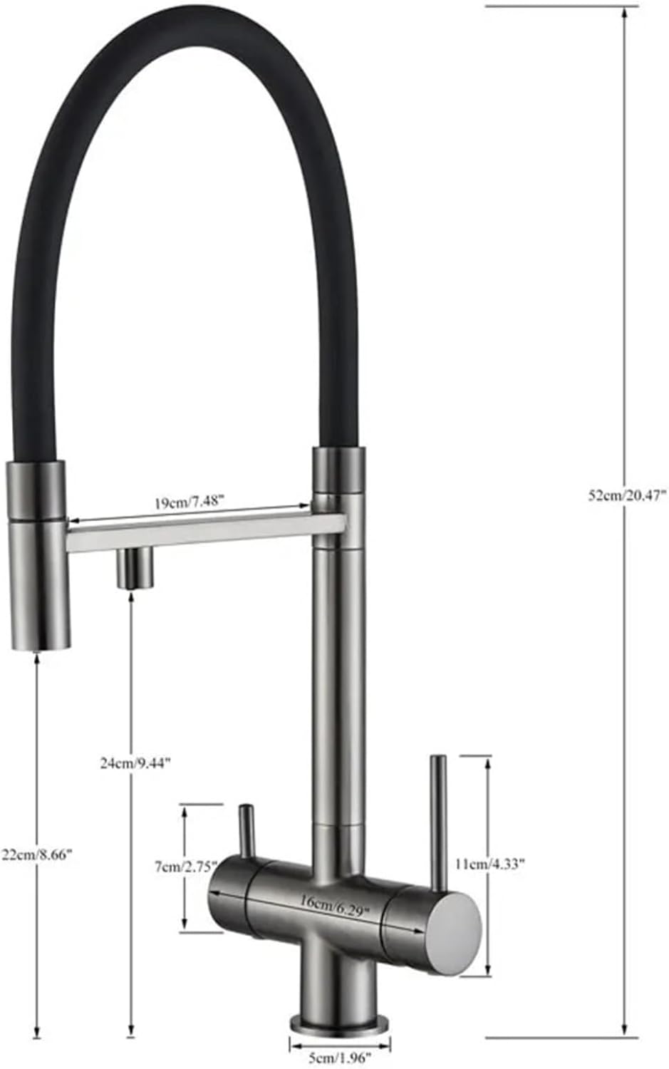 Kitchen Purified Faucets Dual Handle Cold Hot Water Mixer Crane Tap Filter Water Modern Tap(Chrome)