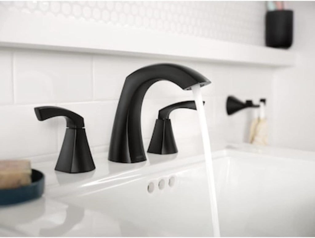 Moen Faucet BR WS HIARC LNDOR MBK2H 84504BL | High Arc, Lindor, 2-Handle, Bathroom
