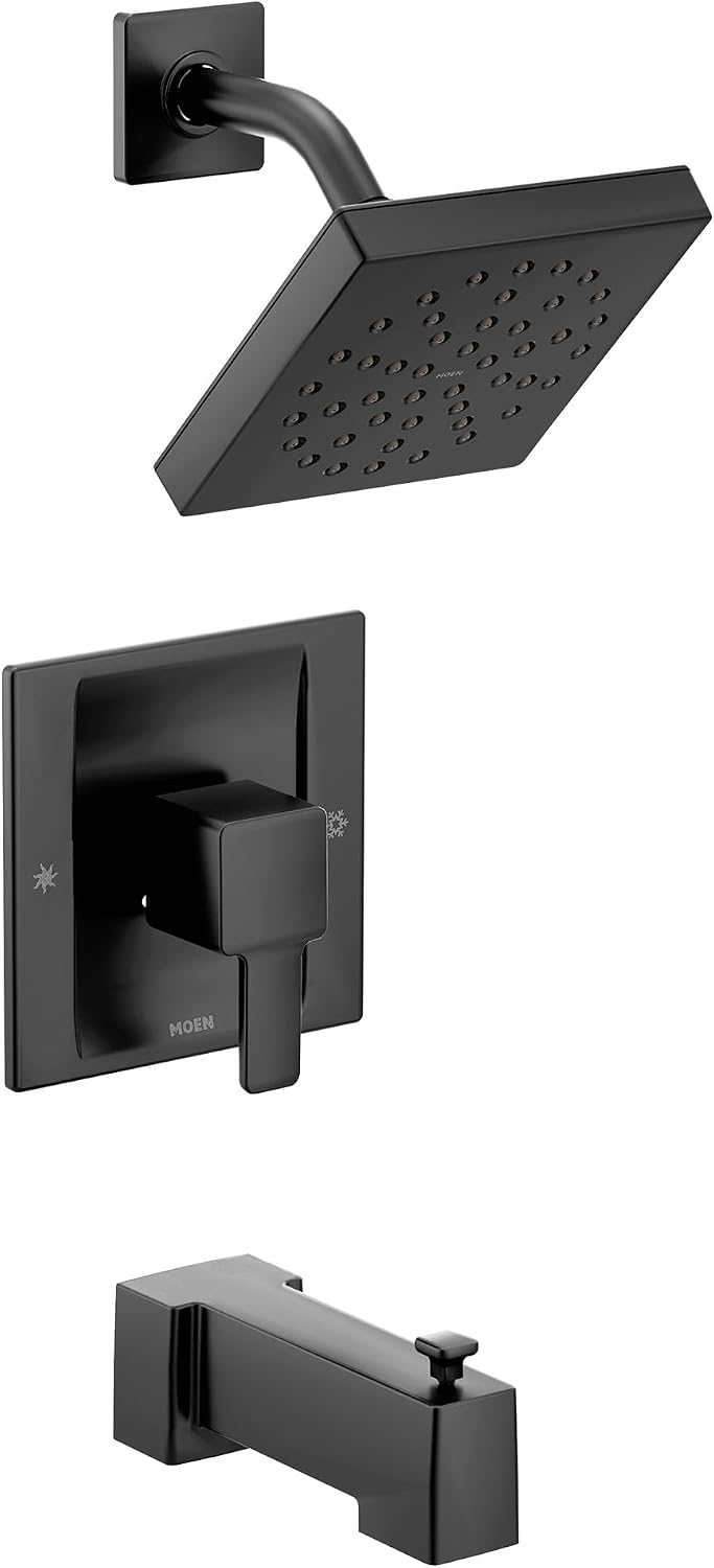 Moen 90-Degree Matte Black Posi-Temp Tub/Shower Trim Kit, Valve Sold Separately, TS2713EPBL