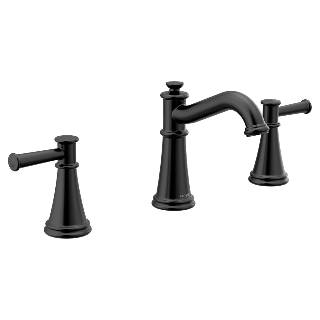 Moen Belfield Matte Black Two-Handle Widespread Bathroom Faucet Trim Kit, Valve Included, TV6405BL